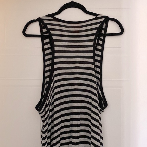 Joe Fresh grey & black  stripe maxi dress w/ tie cinch waist. 🏖️👙Stretchy. - Picture 6 of 6